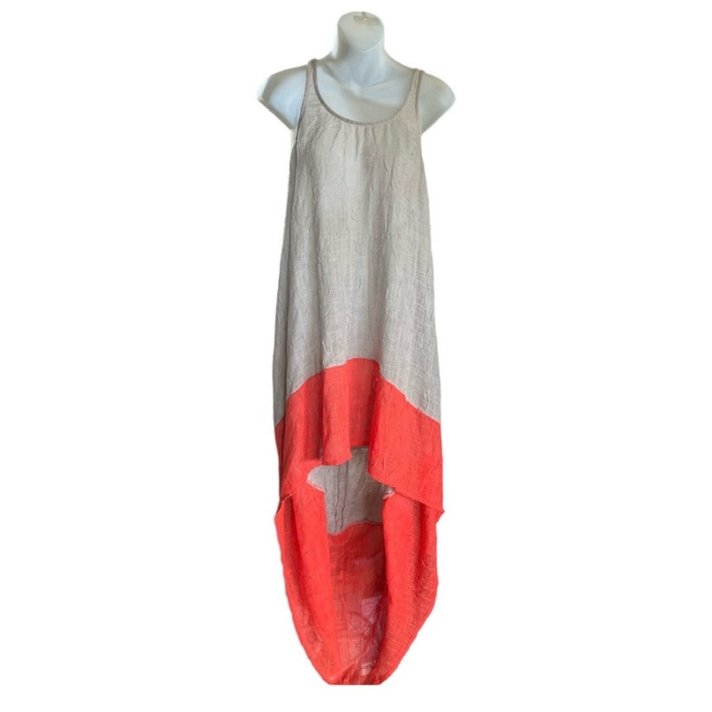 Free People High Low Two Tone Summer Dress XS Khaki Coral